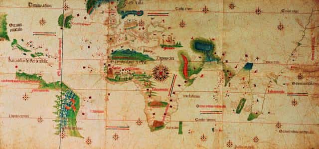 Planisphère de Cantino (~1502), la plus ancienne carte de navigation portugaise connue © WIKIMÉDIA COMMONS, DOMAINE PUBLIC