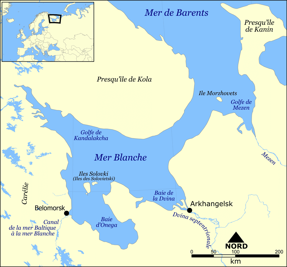 Carte de la mer Blanche. © Wikimédia, CC By-sa 3.0