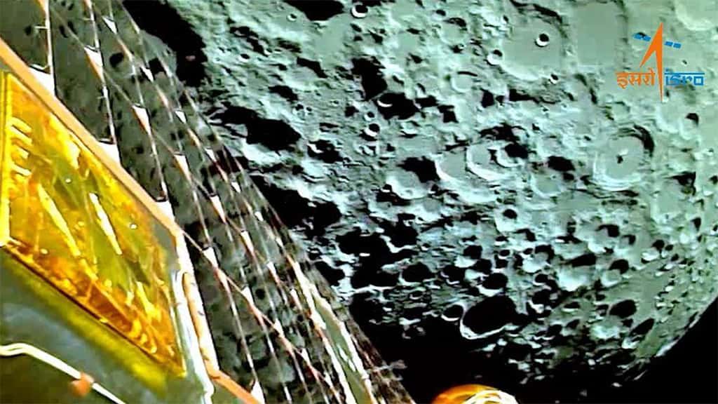 La Lune vue depuis la sonde Chandrayaan-3 qui s’est installée en orbite le 5 août. © Isro