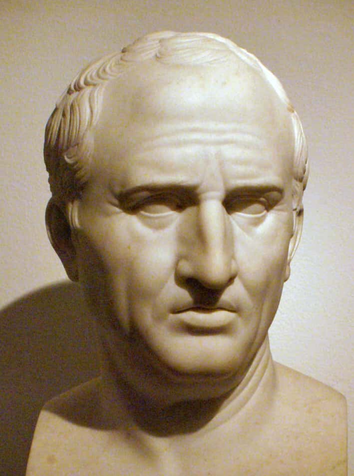  Marcus Tullius Cicero. Sculpture par Bertel Thorvaldsen (vers 1799-1800), copie d'un original romain. Buste exposé au <em>Thorvaldsens Museum</em> à Copenhague, au Danemark. © Wikimédia Commons, domaine public