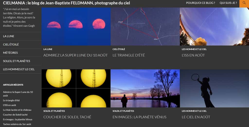 Cielmania, le blog qui parle du ciel, s'adresse aux astronomes amateurs... et à tous les autres, qui y trouveront de superbes photographies de l'auteur.