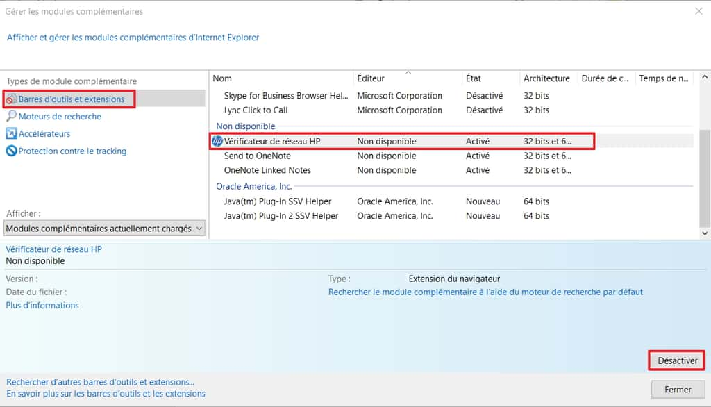 Chaque module peut être désactivé manuellement. © Microsoft