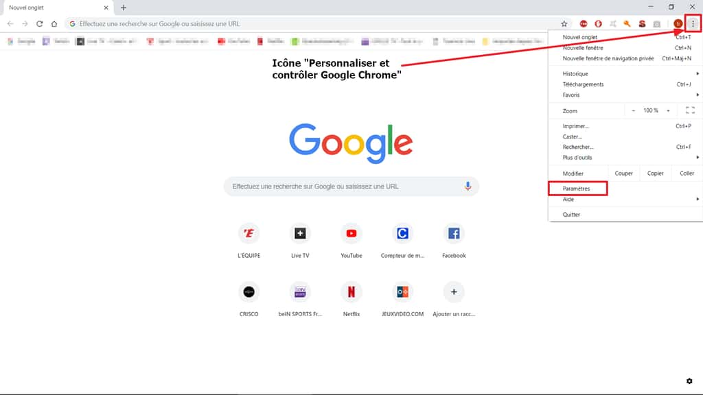 Il faut cliquer sur l’icône en haut à droite pour pouvoir accéder aux paramètres. © Google