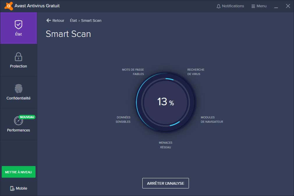 L’analyse de votre pc se fait en un clic avec le Smart Scan d’Avast Antivirus Free © Avast