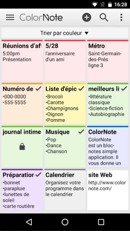 ColorNote est une application simple mais efficace pour prendre des notes, créer des mémos puis les organiser intelligemment. © Social & Mobile