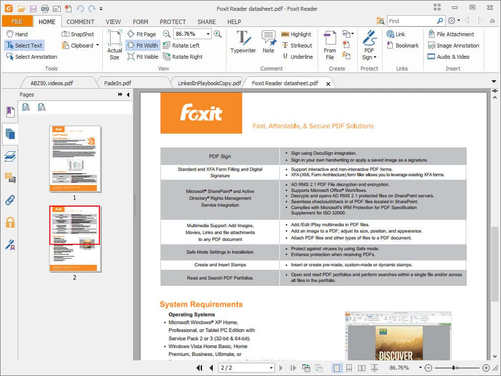Foxit Reader intègre un éditeur de texte complet pour annoter et compléter vos PDF. @ Foxit Software Incorporated