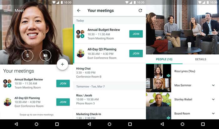 Hangouts Meet sur Android. © Google