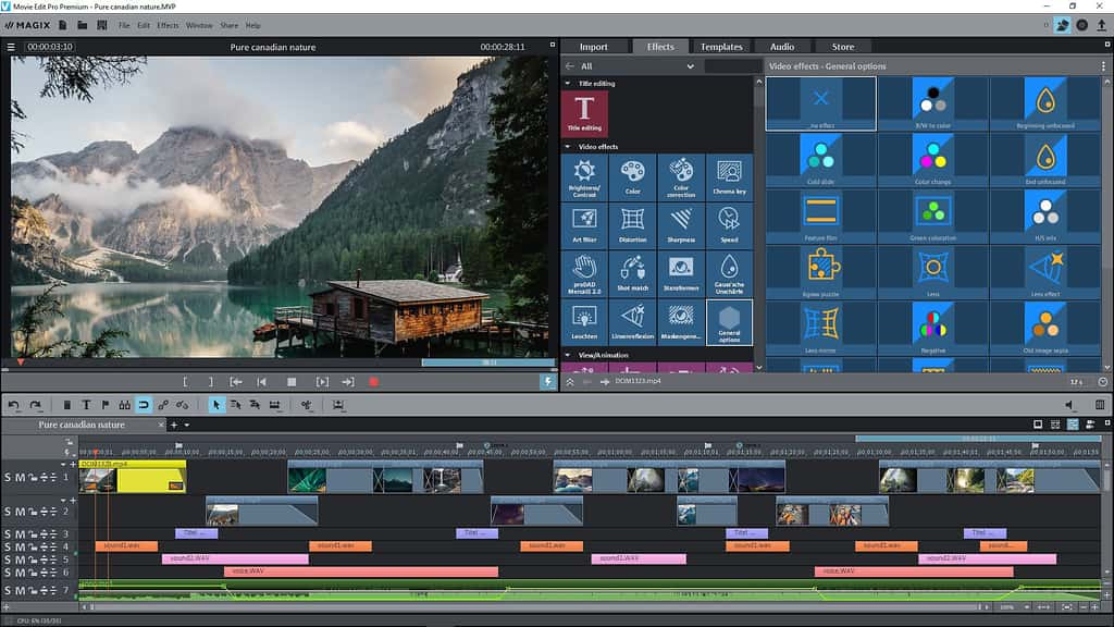 Ajoutez plus de 1.500 effets avec Magix Video deluxe en mode Timeline. © Magix Software Gmbh