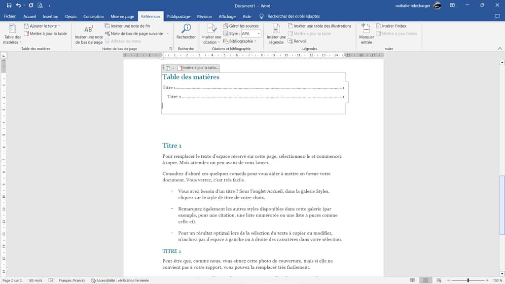 Structurez votre document Word pour une meilleure lisibilité © Microsoft