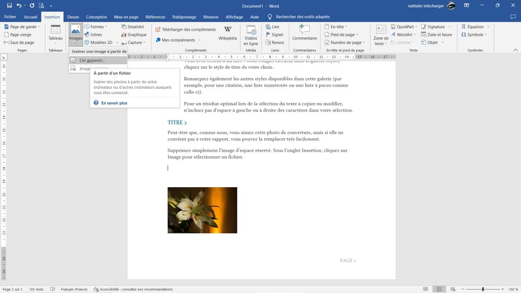 Intégrez judicieusement des éléments graphiques dans votre document Word © Microsoft 