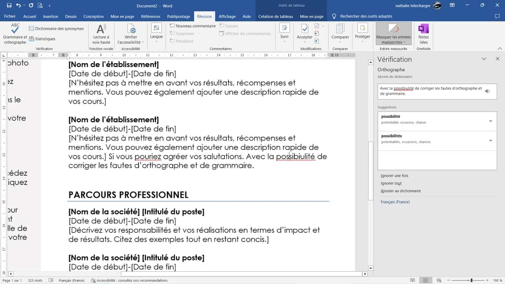 Corrigez toutes les fautes d'orthographe avec les outils Word © Microsoft