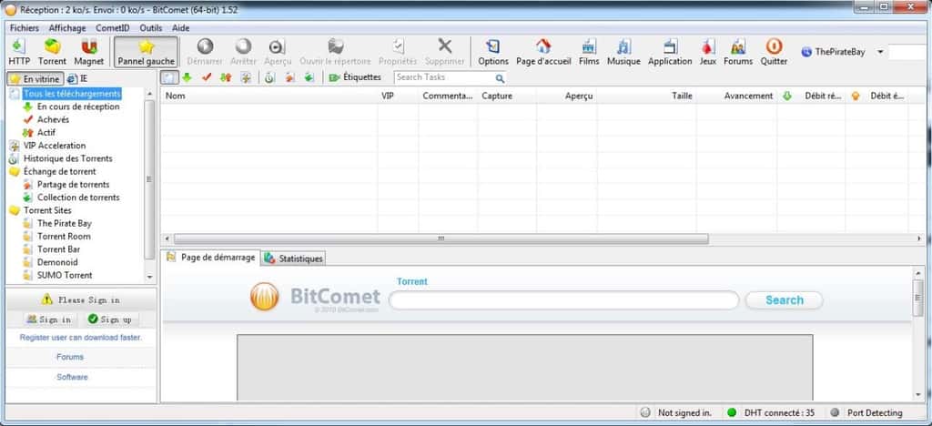 BitComet permet de lancer un téléchargement de torrent pendant votre navigation web © BitComet