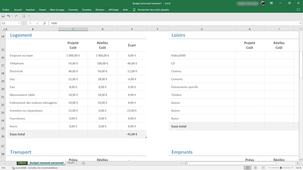 Différents templates Excel sont proposés pour gérer vos finances, vos listes, etc. © Microsoft