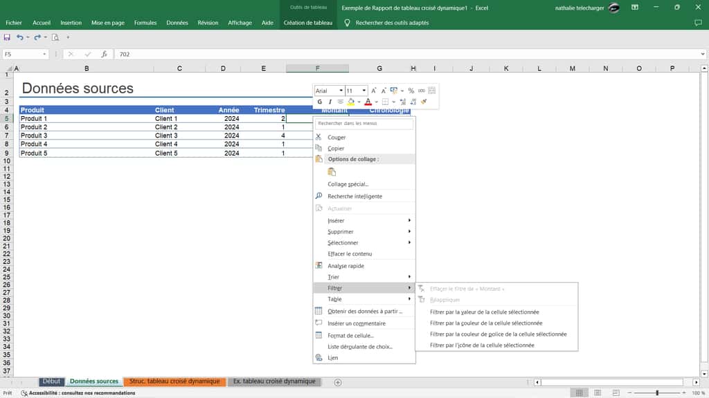 Filtrez vos données avec Excel. © Microsoft