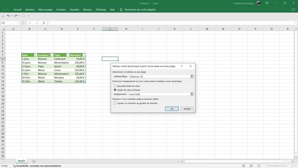 Sélectionnez les éléments de votre tableau croisé dynamique avec Excel. © Microsoft