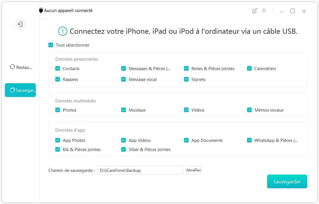 Sauvegardez les données de votre iPhone avec iCareFone © Tenorshare