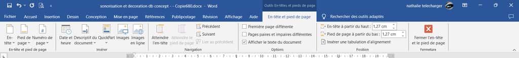 Accédez aux différentes options du menu de numérotation des pages dans Word © Microsoft