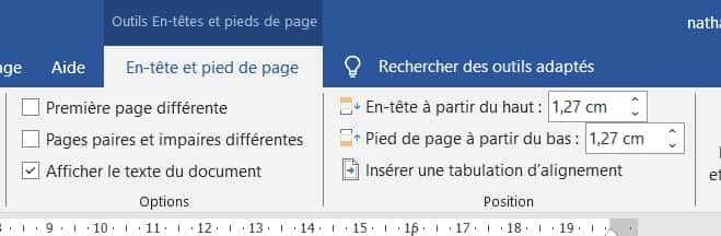 Détail des options du menu de numérotation des pages dans Word © Microsoft