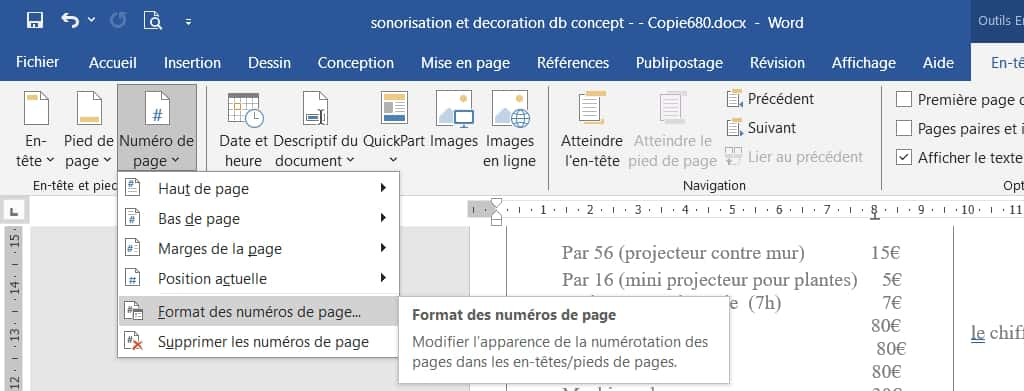 Personnalisez votre numérotation des pages dans Word © Microsoft