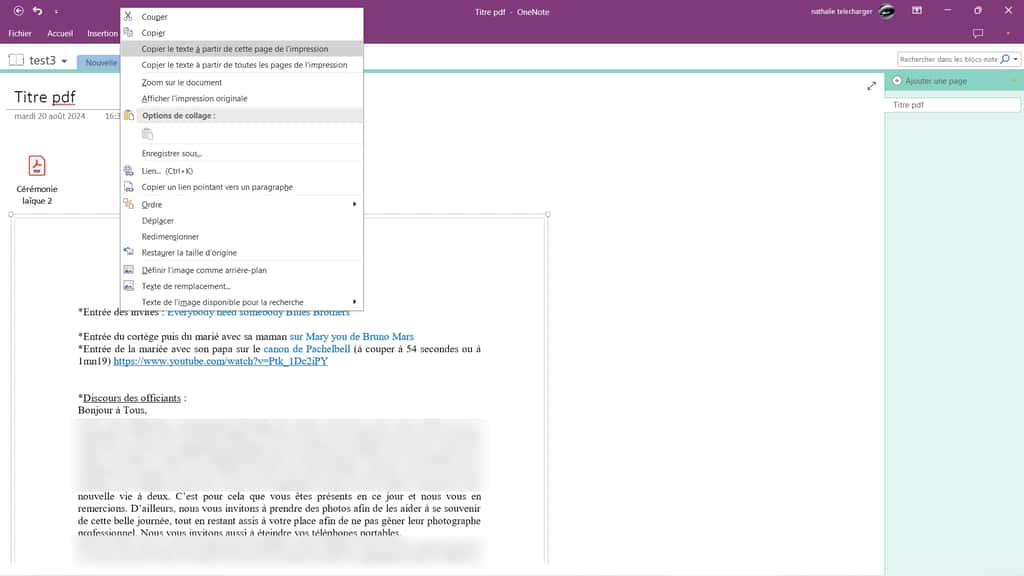 Importez votre document depuis la commande d'impression du document via Microsoft OneNote © Microsoft