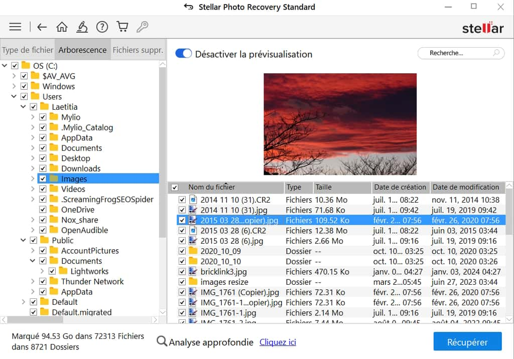 Vérifiez les photos avant de les restaurer avec la prévisualisation avec Stellar Photo Recovery © Stellar