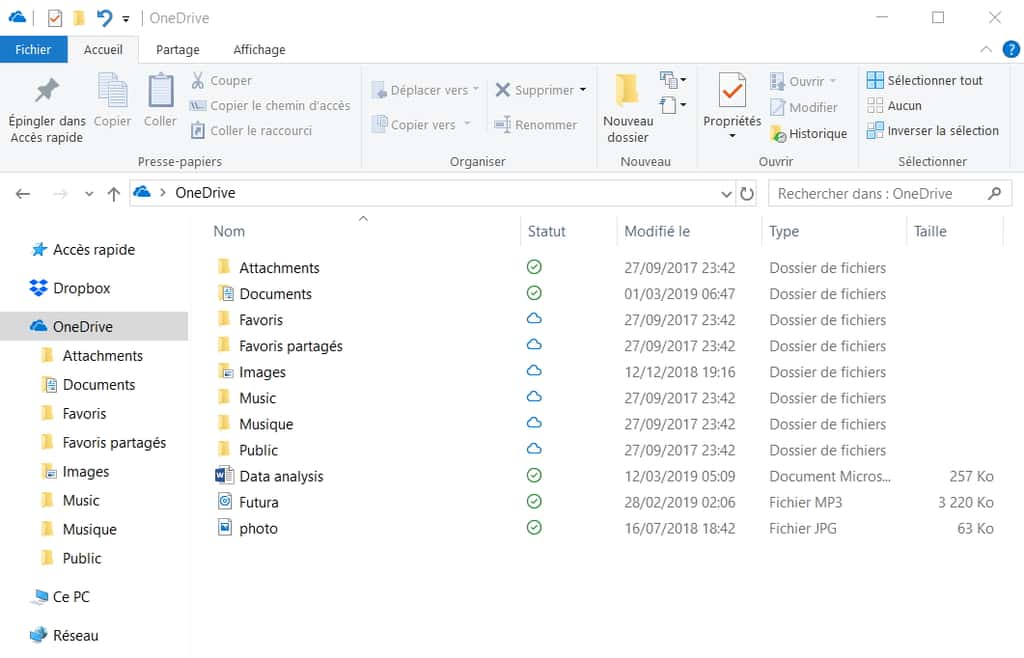 OneDrive est installé par défaut sur tous les PC tournant sous Windows 8 ou une version ultérieure. © Microsoft