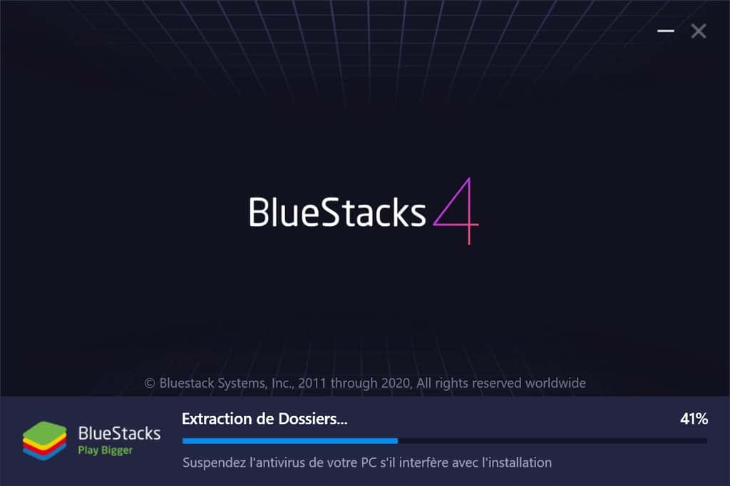 Extraction et installation d’Android. © Bluestacks Systems Inc.