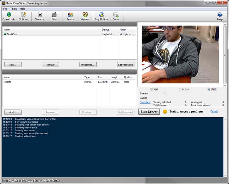 Broadcam est un logiciel de diffusion en direct utilisable gratuitement. © NCH Software