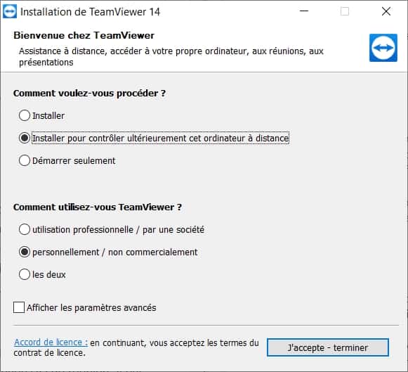 A telepítési asszisztens üdvözlő ablaka. © TeamViewer GmbH