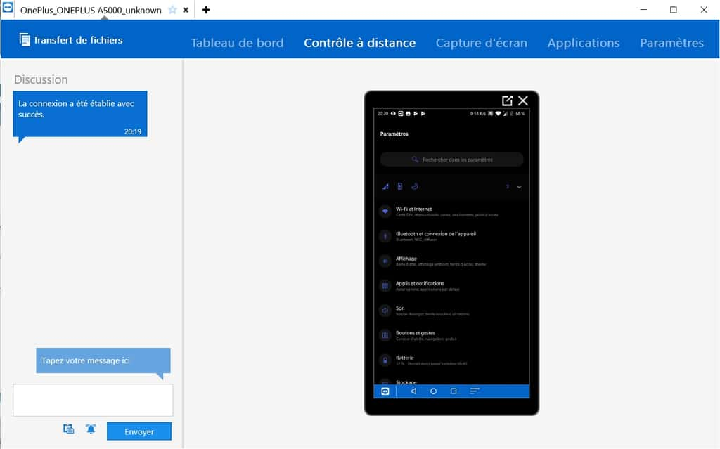 TeamViewer permet aussi de contrôler un périphérique Android ou iOS <em>via</em> un ordinateur, grâce à l’application QuickSupport. © TeamViewer GmbH