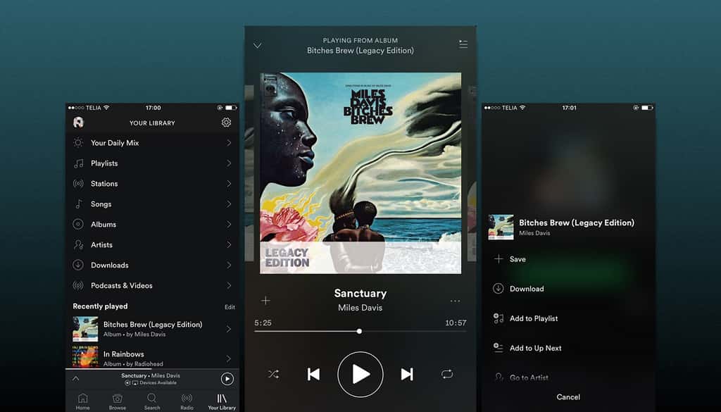Spotify Music a un catalogue de plus de 35 millions de morceaux que vous pouvez télécharger et écouter hors ligne. © Spotify AB.