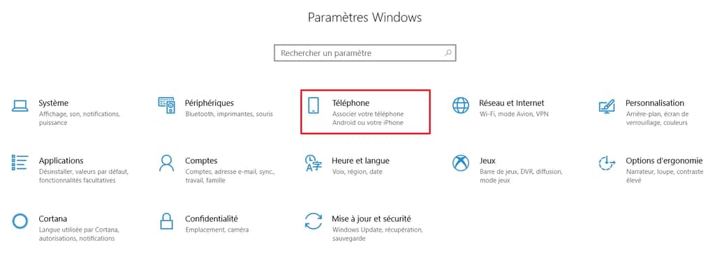 Cliquez sur « Téléphone » pour passer à l’étape suivante. © Microsoft