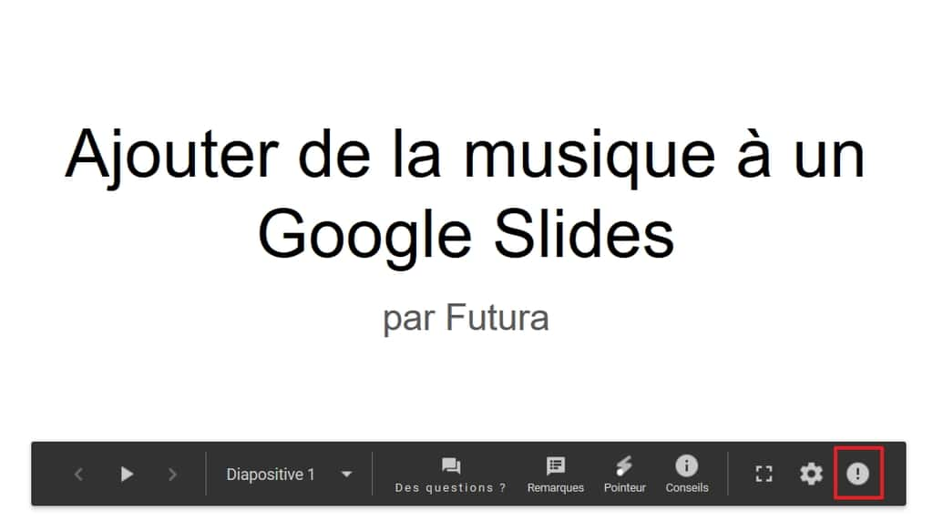 Mettez le curseur sur l’icône en forme de point d’exclamation. © Google Inc.