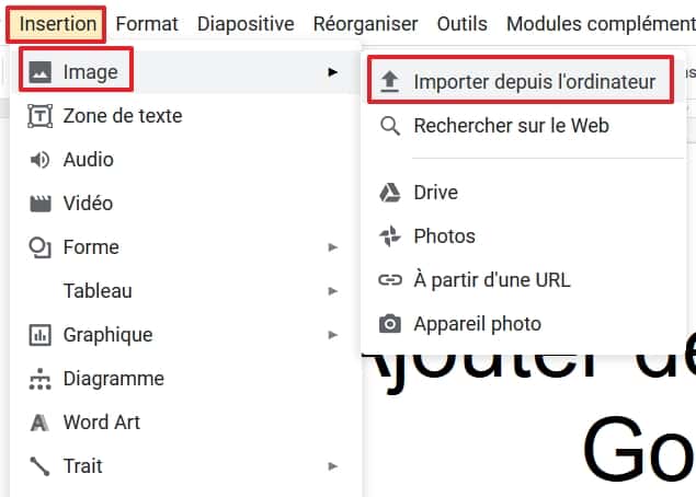 Vous devez tout d’abord importer une image depuis votre ordinateur. © Google Inc.