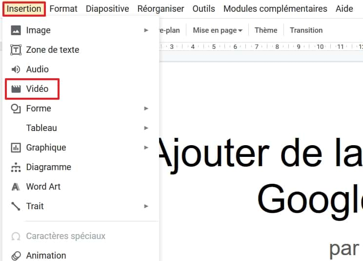 Cliquez sur « Insertion », puis sur « Vidéo ». © Google Inc.