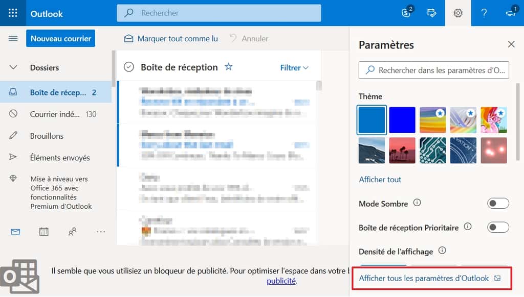 Cliquez sur « Afficher tous les paramètres d’Outlook ». © Microsoft