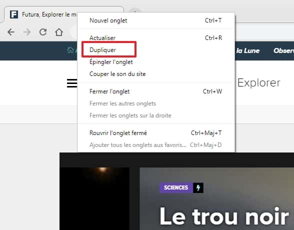 Servez-vous de l’option « Dupliquer » pour copier et ouvrir rapidement une page Web. © Google Inc. Servez-vous de l’option « Dupliquer » pour copier et ouvrir rapidement une page Web. © Google Inc.