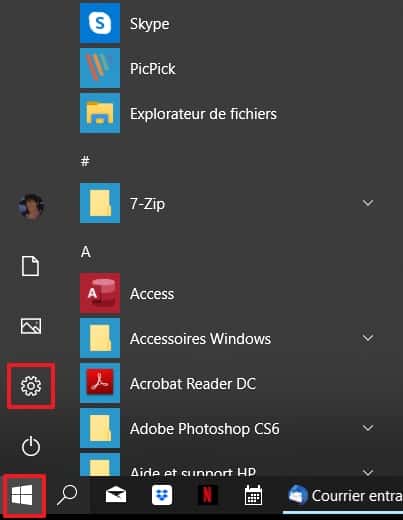 Allez dans les paramètres de Windows 10. © Microsoft