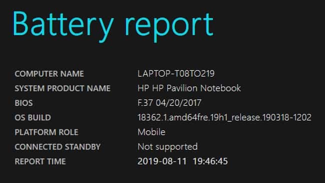 Vous pouvez lire des renseignements concernant votre PC et la date de création du rapport. © Microsoft