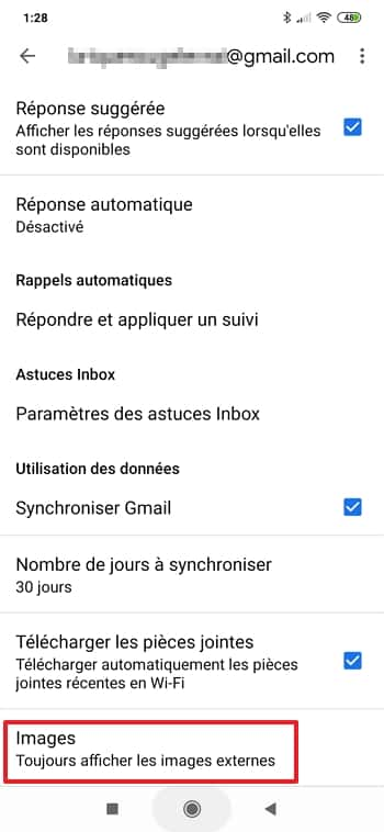 Cliquez sur « Images » dans les paramètres de votre compte Gmail. © Google Inc.