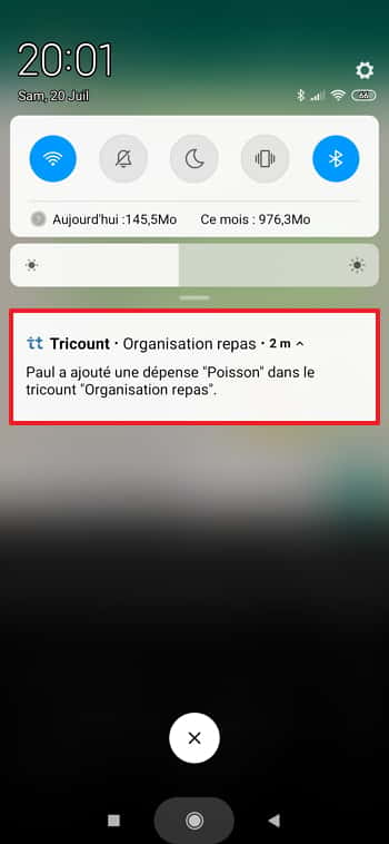 Recevez directement les notifications sur votre smartphone quand un participant procède à une opération. © Tricount