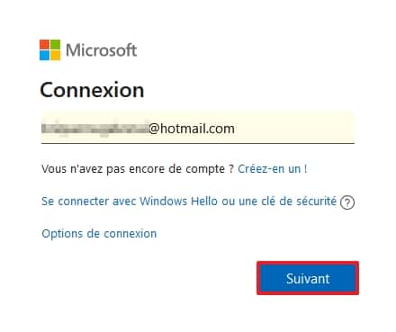 Connectez-vous à votre compte Microsoft. © Microsoft