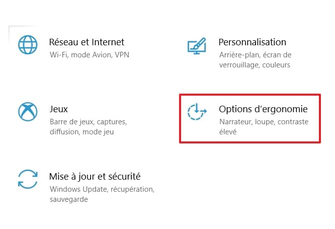 Rendez-vous dans les options d’ergonomie de Windows. © Microsoft