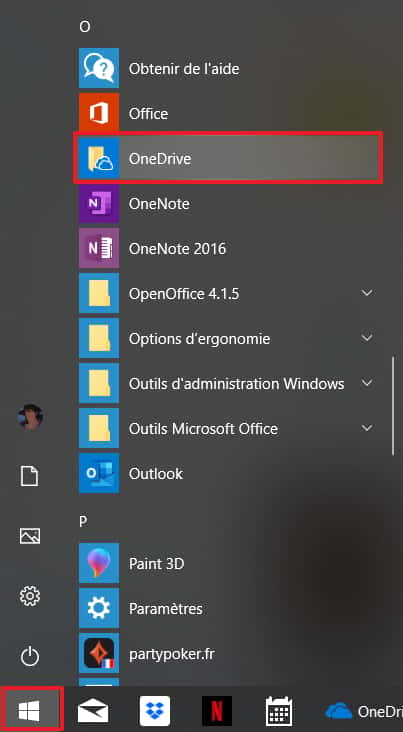 Lancez OneDrive s’il n’est pas actif. © Microsoft