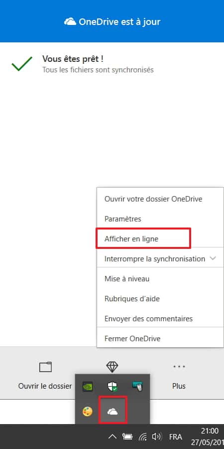 Cliquez sur « Afficher en ligne » pour accéder à OneDrive sur votre navigateur. © Microsoft