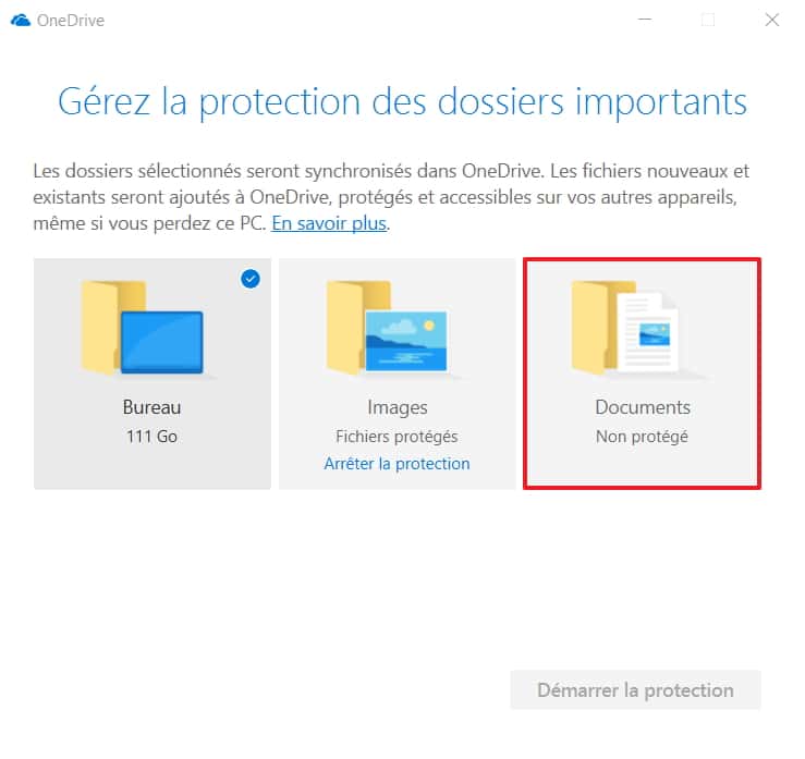 Désormais, le dossier « Documents » n’est plus protégé. © Microsoft
