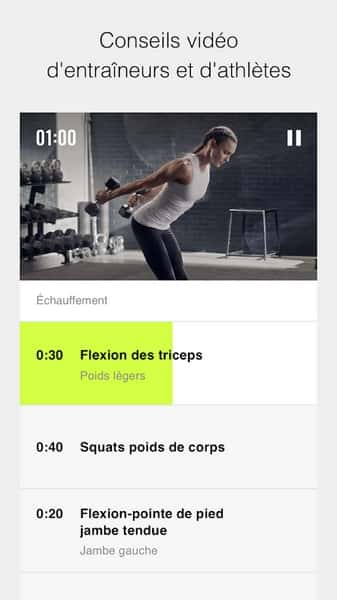 Des vidéos d'illustration vous assurent de faire les exercices correctement. © Nike