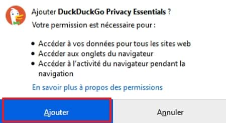 Chaque extension vous demande les autorisations nécessaires à son bon fonctionnement. © <em>Mozilla Foundation</em>