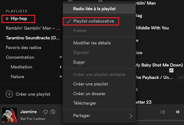 Donnez la permission à vos proches d’ajouter ou supprimer des titres dans votre playlist en la rendant collaborative. © Spotify AB