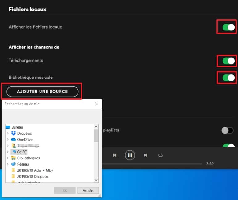 Spotify peut lire les fichiers audio stockés dans votre ordinateur. © Spotify AB